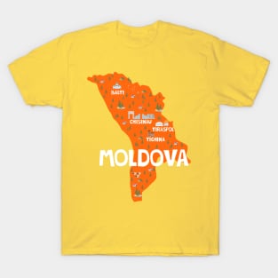 Moldova Illustrated Map T-Shirt